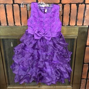 Purple Ruffled Dress with Bow